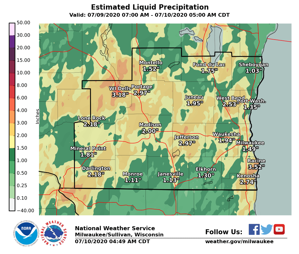 Rain totals Thursday-Friday by National Weather Service